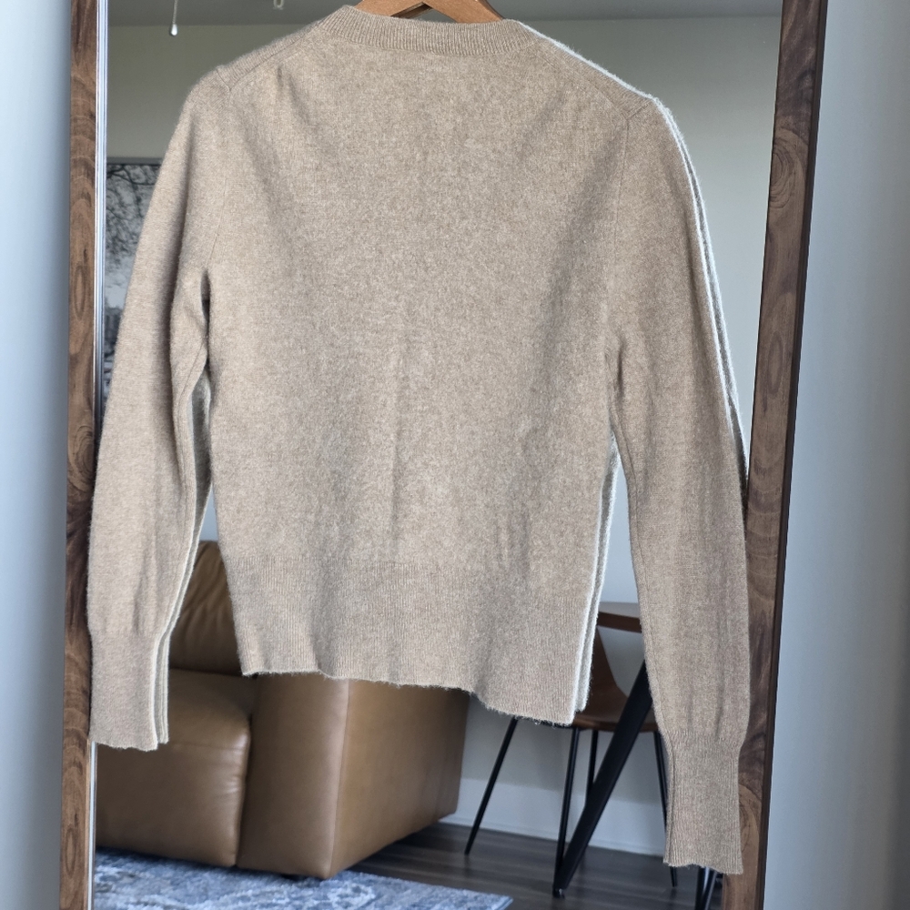 J.Crew 100% Cashmere Classic-fit Crewneck Sweater, color Camel, size Small - Picture 3 of 8